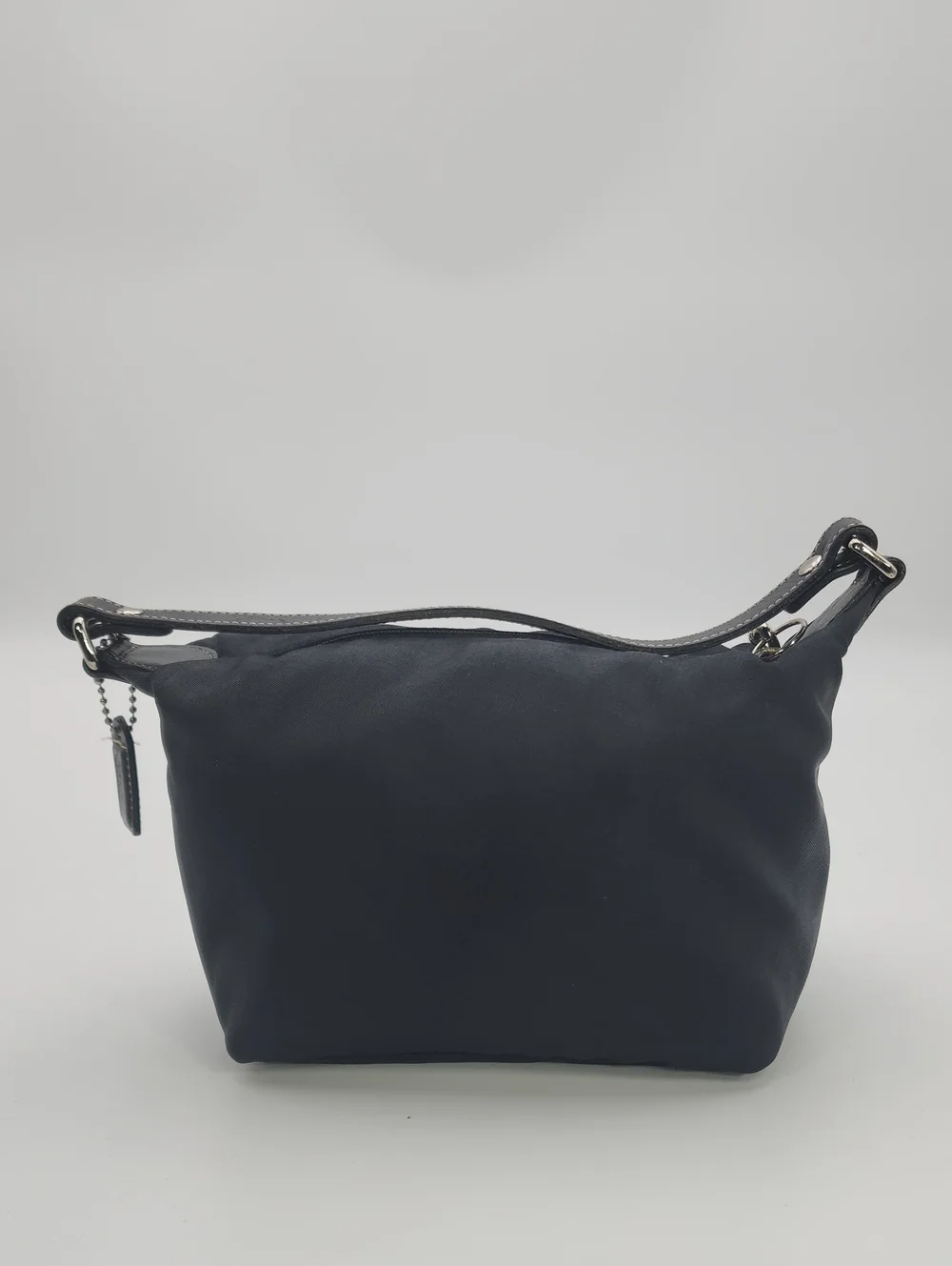 Vintage COACH Black Nylon Demi Mini Hobo Bag with Leather Trim